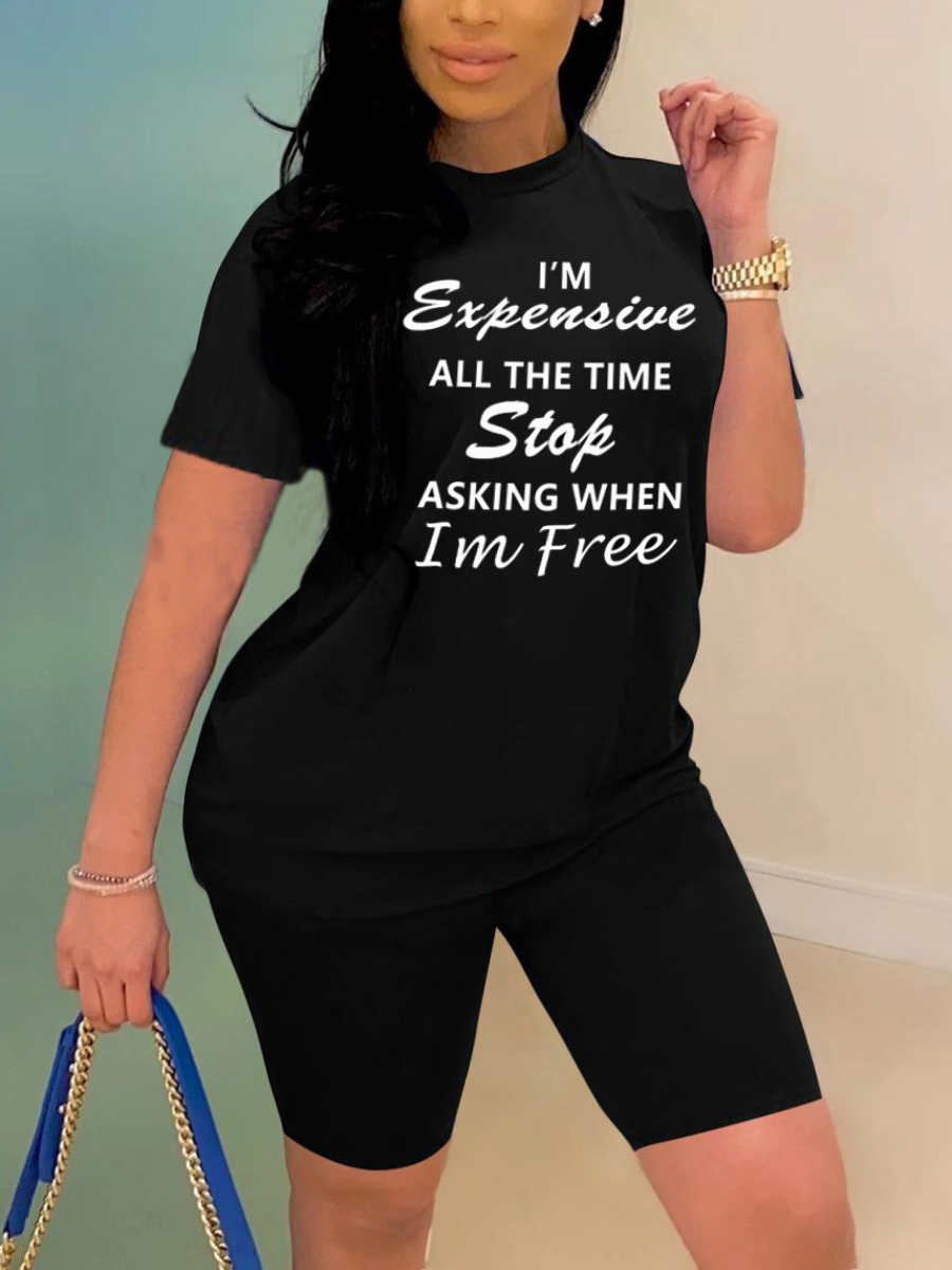 Lovely Plus Size Casual O Neck Letter Print Black Two-piece Shorts Set
Lovely Plus Size Casual O Neck Letter Print Black Two-piece Shorts Set
