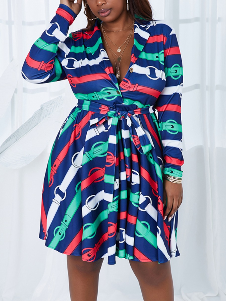 Lovely Plus Size Boho Striped Flounce Bandage Design Knee Length Dress, Multi
Lovely Plus Size Boho Striped Flounce Bandage Design Knee Length Dress, Multi