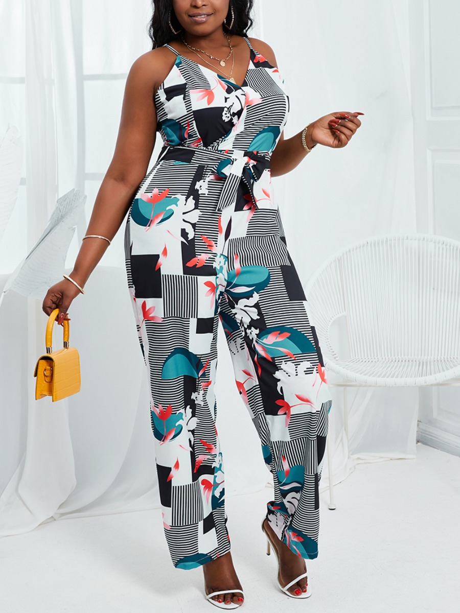 Lovely Street Floral Print Striped Bandage Design Multicolor One-piece Jumpsuit, Multi
Lovely Street Floral Print Striped Bandage Design Multicolor One-piece Jumpsuit, Multi