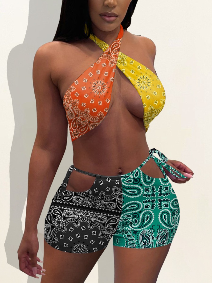 Lovely Boho Cashew Print Bandage Hollow-out Design Multicolor Two-piece Swimsuit, Multi
Lovely Boho Cashew Print Bandage Hollow-out Design Multicolor Two-piece Swimsuit, Multi