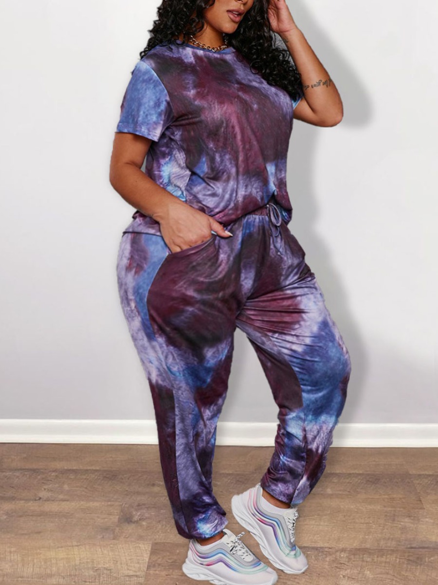 Lovely Plus Size Casual Tie-dye Drawstring Multicolor Two-piece Pants Set, Multi
Lovely Plus Size Casual Tie-dye Drawstring Multicolor Two-piece Pants Set, Multi