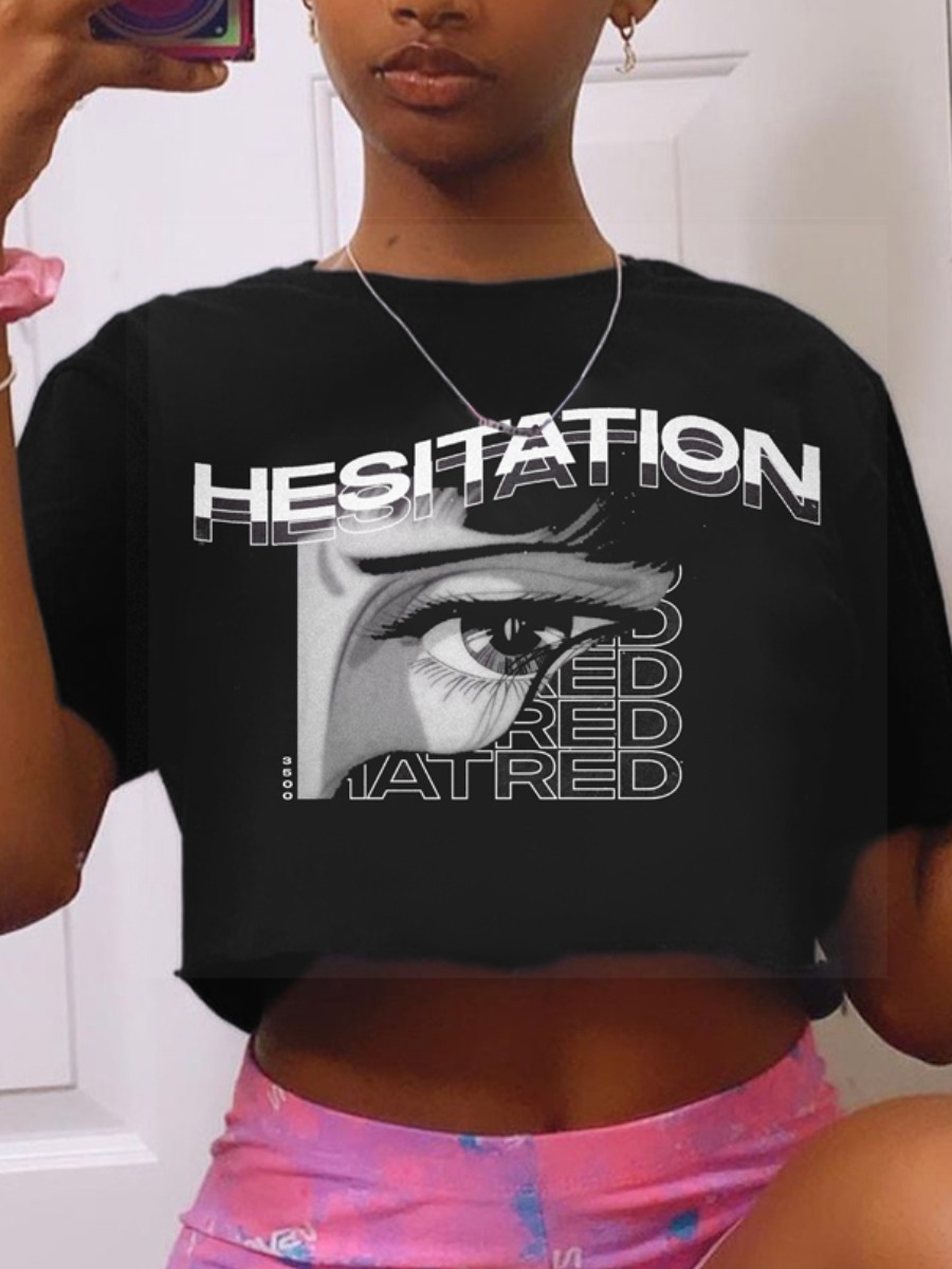 Lovely Casual Eye Letter Print Black T-shirt
Lovely Casual Eye Letter Print Black T-shirt
