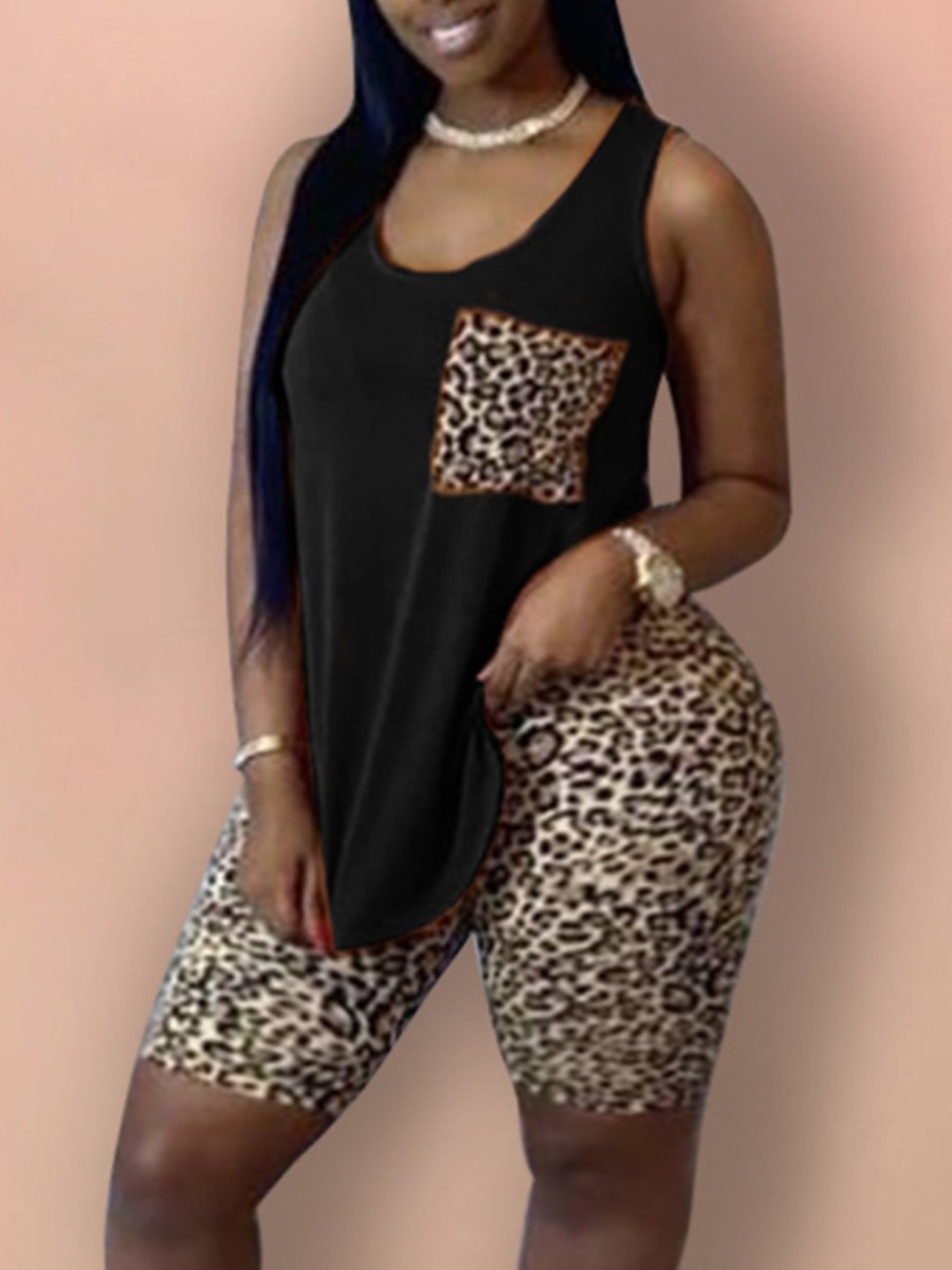 Lovely Plus Size Casual U Neck Leopard Print Black Two Piece Shorts Set
Lovely Plus Size Casual U Neck Leopard Print Black Two Piece Shorts Set