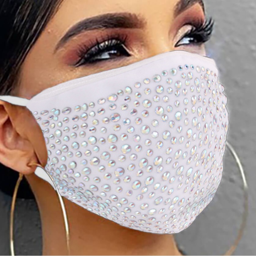 LW Casual Rhinestone White Face Mask
LW Casual Rhinestone White Face Mask