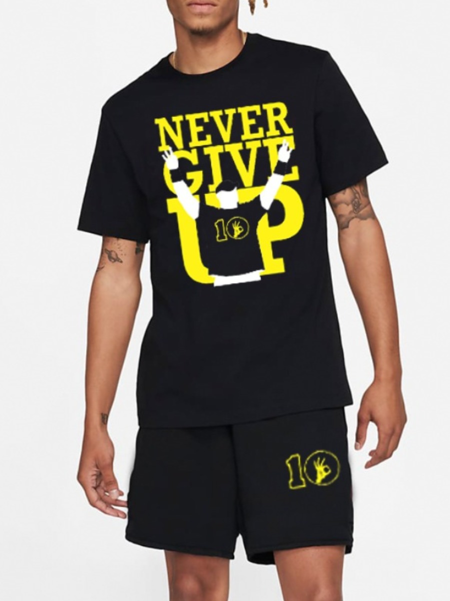 Lovely Men Casual Round Neck Letter Print Black Two Piece Shorts Set
Lovely Men Casual Round Neck Letter Print Black Two Piece Shorts Set