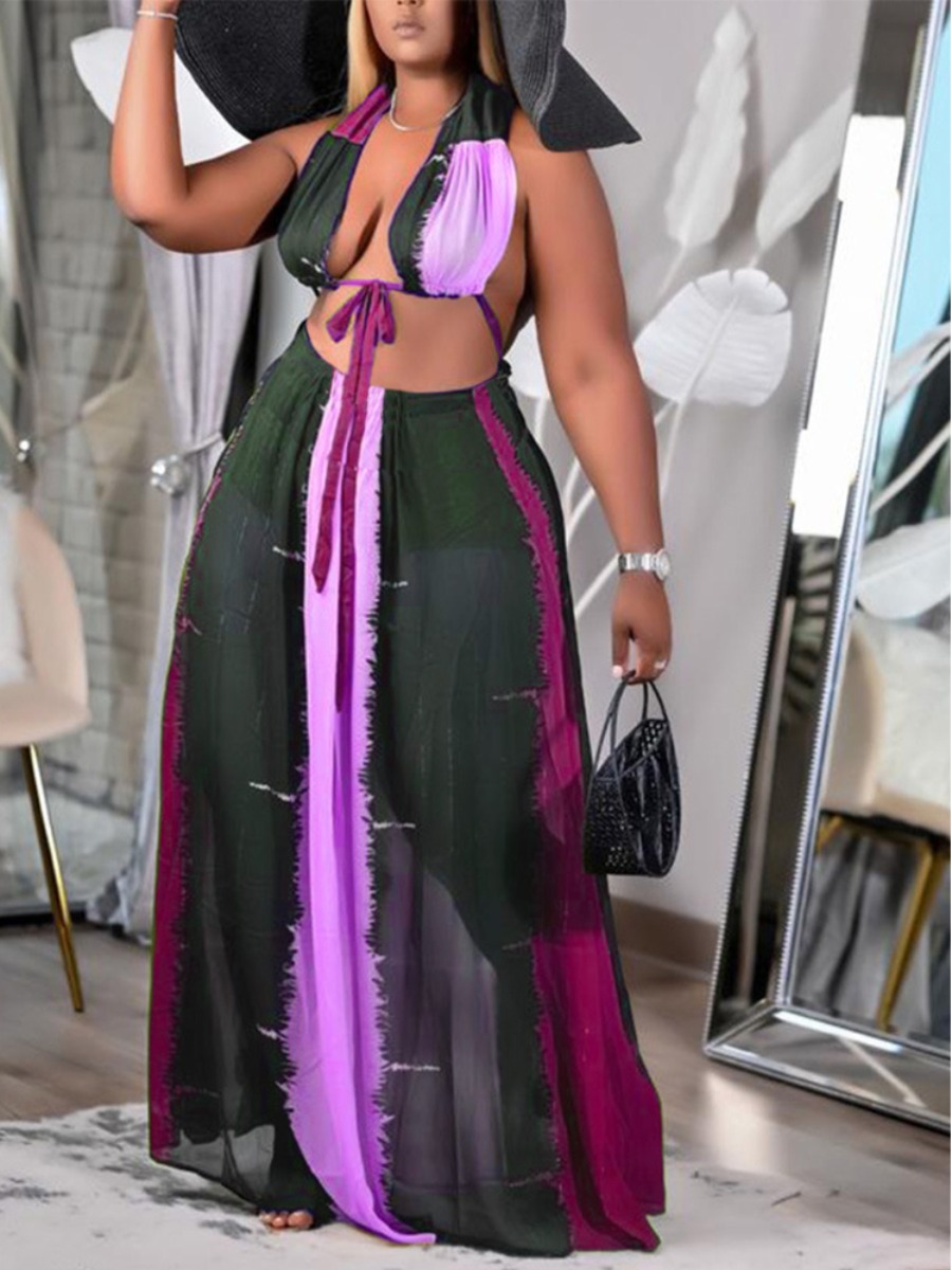 Lovely Plus Size Boho Print Backless See-through Purple Two-piece Skirt Set
Lovely Plus Size Boho Print Backless See-through Purple Two-piece Skirt Set