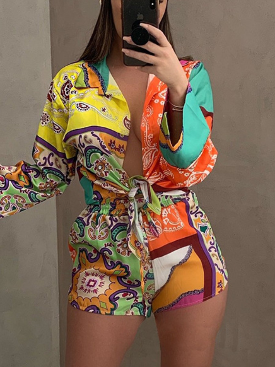 Lovely Turndown Collar Mixed Print Two Piece Shorts Set (Without Headband), Croci
Lovely Turndown Collar Mixed Print Two Piece Shorts Set (Without Headband), Croci