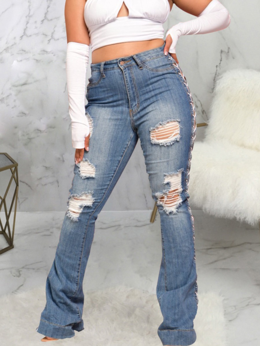 LW Ripped Flared Jeans, Blue 
LW Ripped Flared Jeans, Blue