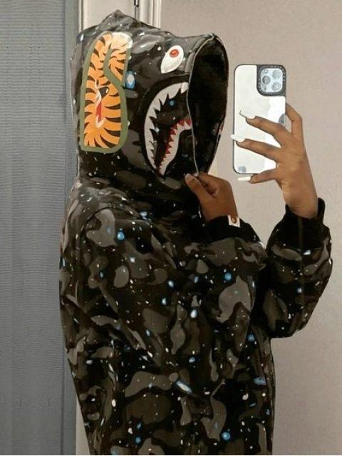 LW Plus Size Fish Mouth Camo Print Jacket