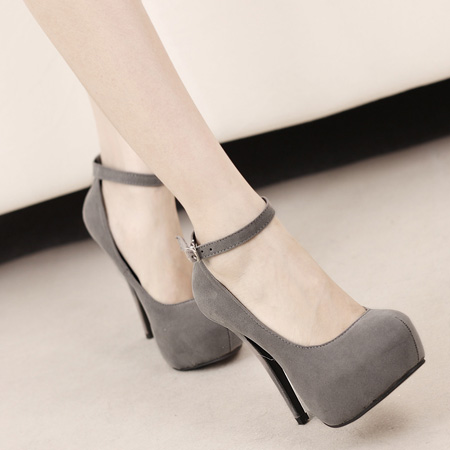 grey pumps with ankle strap