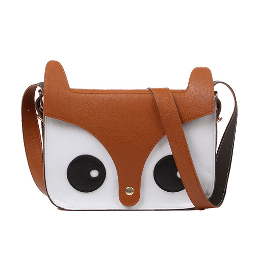 Fashion Hasp Design and Fox Prints Brown PU Messenger&Crossbody
