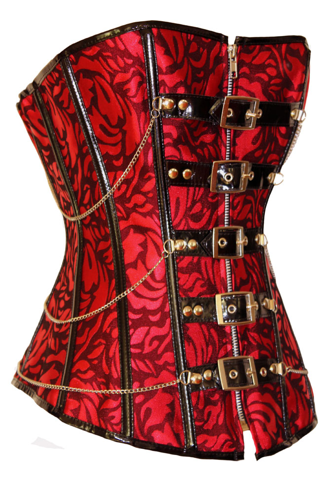 Elegant Buckle Belt Embellished Red Polyester Corsets_Bustiers&Corsets_Sexy Lingerie_Accessories