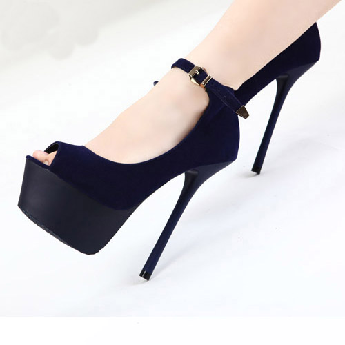 black round toe ankle strap heels