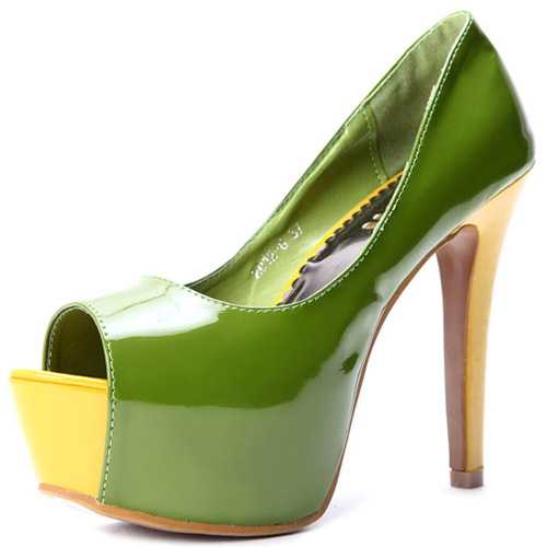 New Style Bowknot Embellished Round Peep Toe Super High Stiletto Green Sandals_Sandals_Shoes 