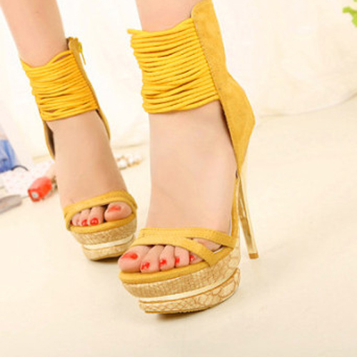 yellow ankle strap shoes