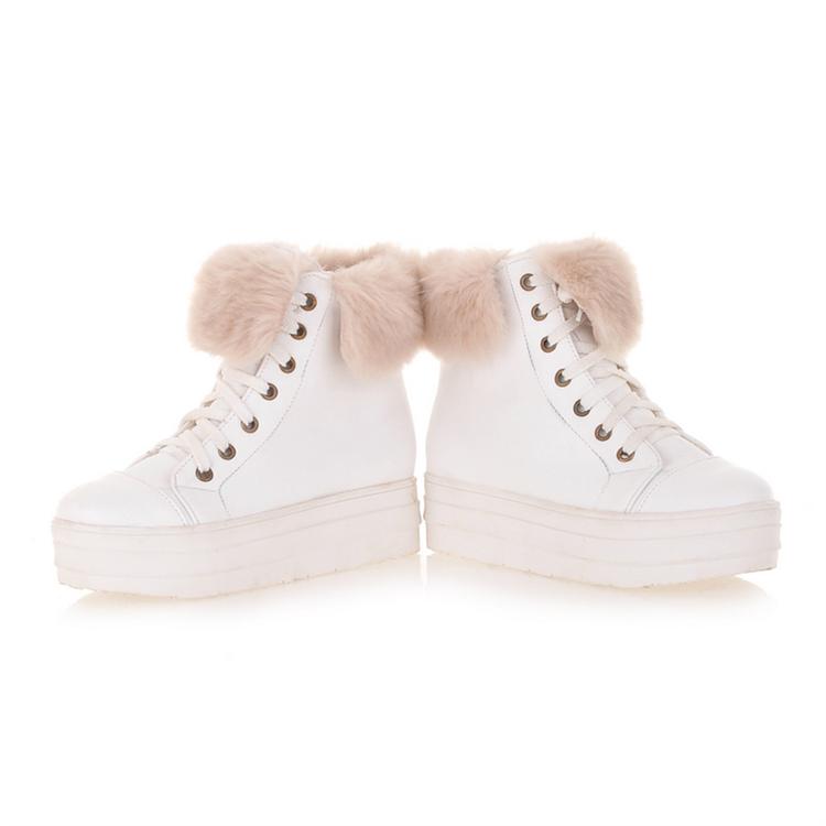 white ankle flat boots
