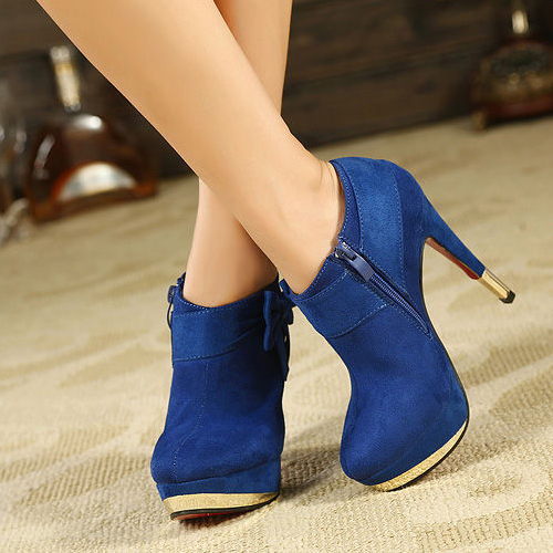 round toe high heel boots