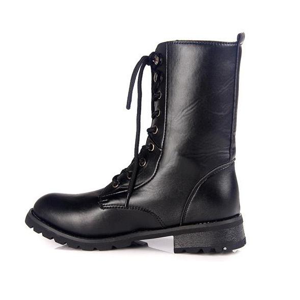 flat heel biker boots