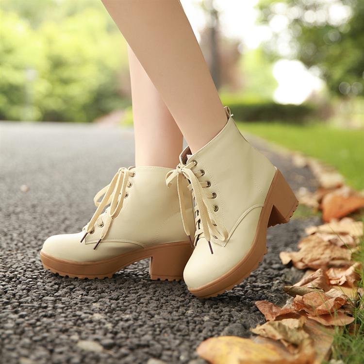 rosy apricot lace front ankle boot