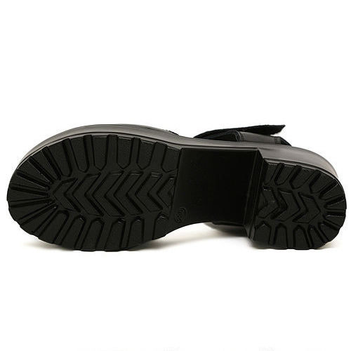 Fashion Chunky High Heel Basic Black PU Sandals_Sandals_Shoes ...