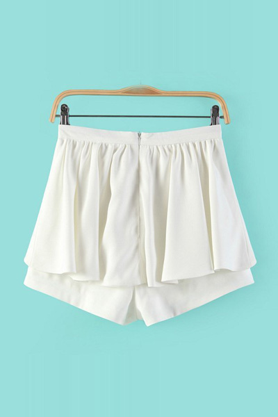 Fashion Woman Solid Elastic Waist Mid Regular White Cotton Shortsshortsbottomslovelywholesale 3196