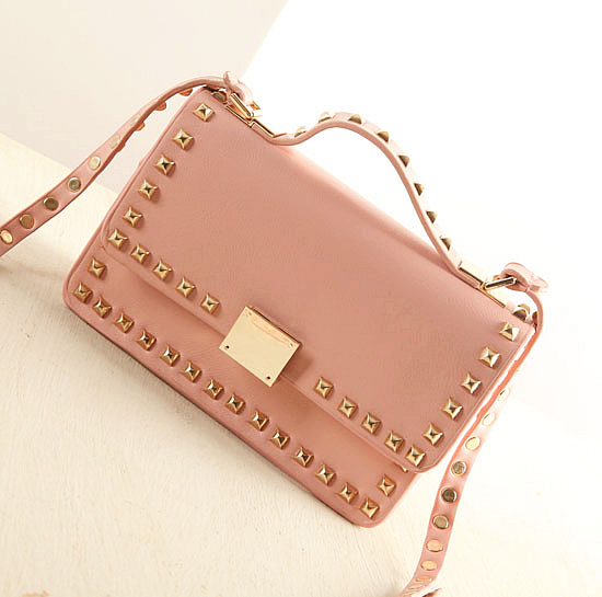 Fashion Women Solid Zipper Pink PU Shoulder Bag_Messenger&Crossbody_Bags_Accessories
