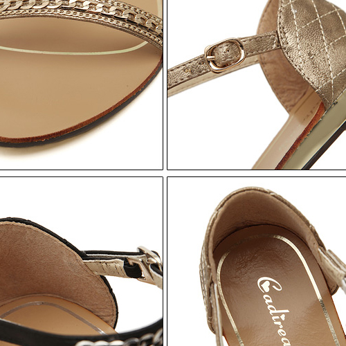 gold t strap flat sandals