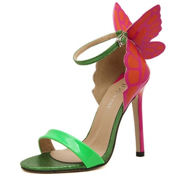 high heel green sandals