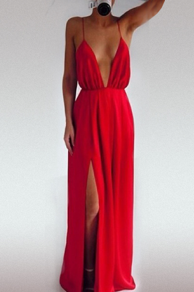 V Neck Backless Dress