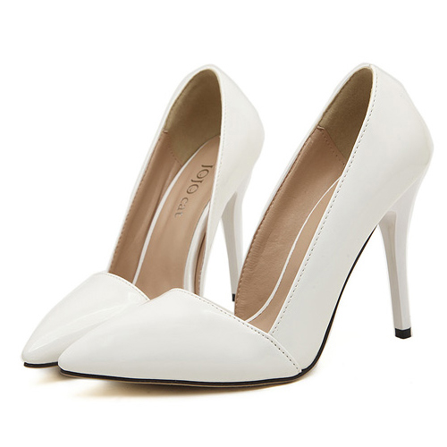 Fashion Pointed Closed Toe Stiletto Super High Heels Solid White PU D
