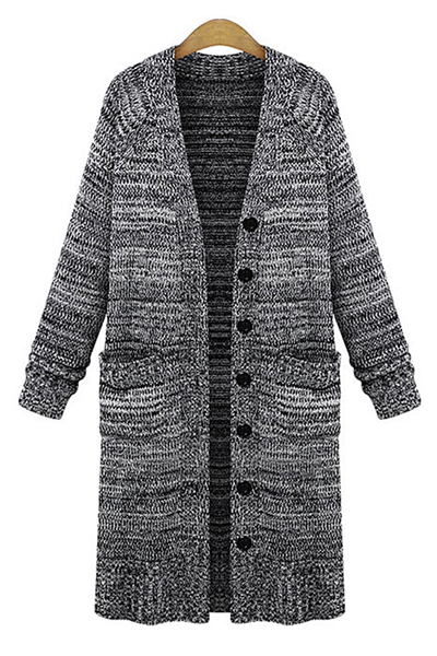 Cheap New Style Long Sleeves Grey Long Knitting Cardigan Sweater ...
