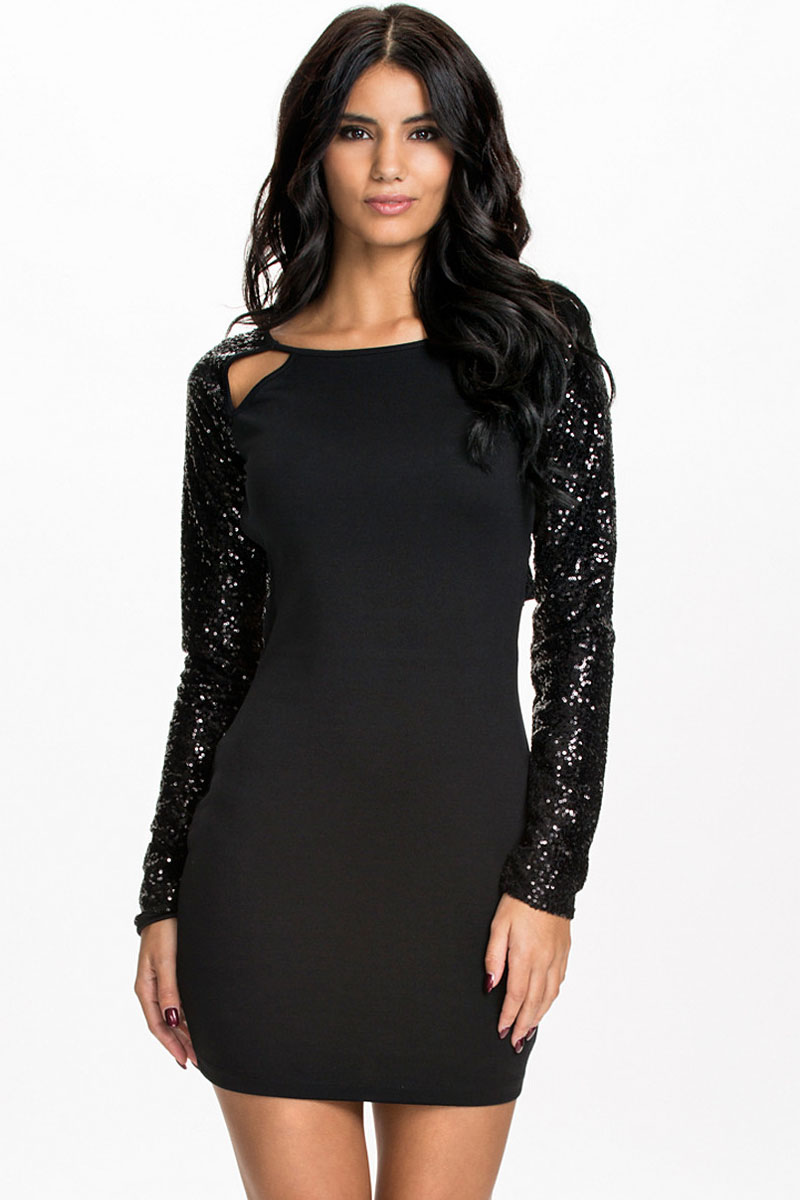 Cheap Sexy O Neck Long Sleeves Crossed Backless Sequined Patchwork