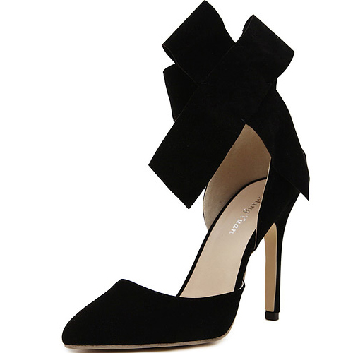 black heels with tie strap