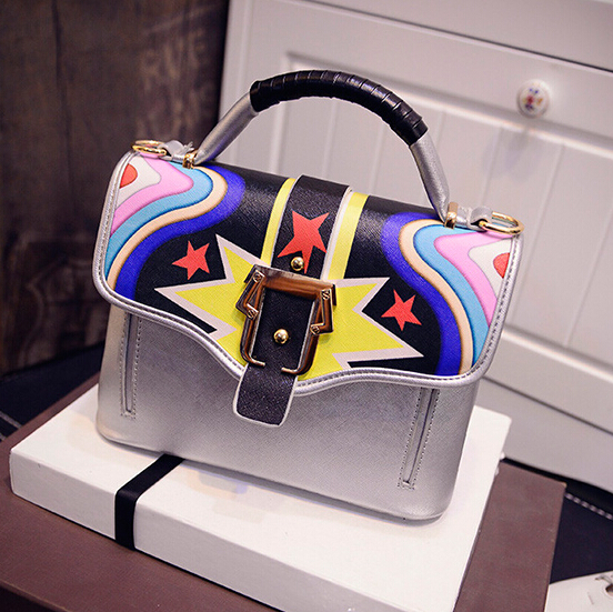 Cheap Women Fashion Hasp Design Print Silver PU Clutches Bag_Messenger