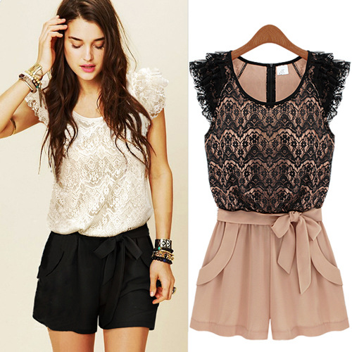 Cheap Fashion Patchwork Pink Blending Jumpsuits_Jumpsuits