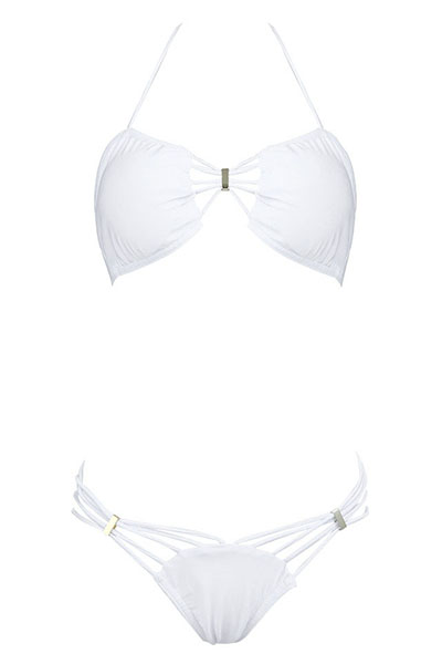 Sexy Halter Neck Hollow-out White Two-piece Swimwear_Bikinis_Swimsuit ...
