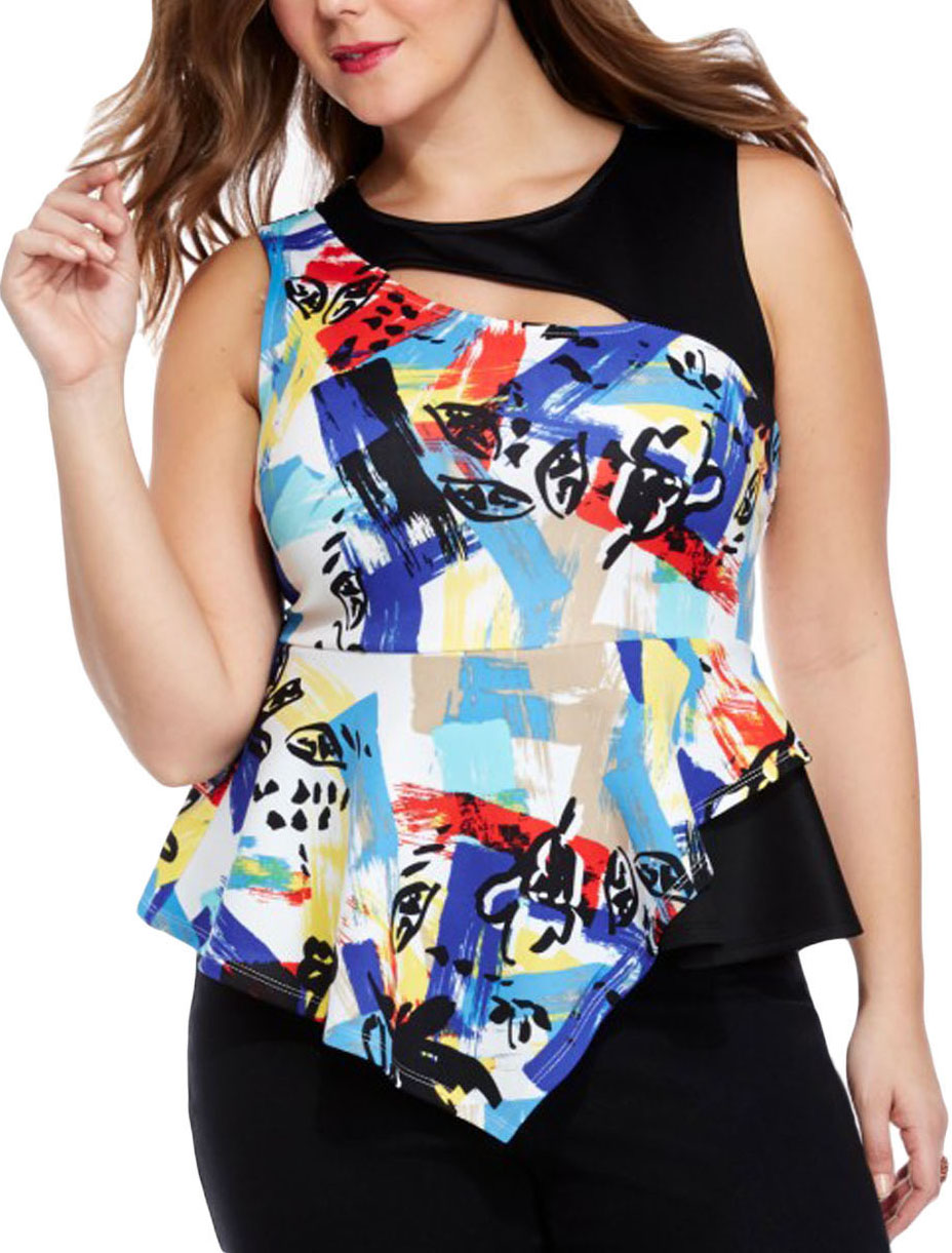 Stylish O Neck Sleeveless Printed Polyester Tops_Camisole&Tank Top_Top ...