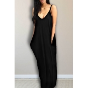 Alluring V Neck Spaghetti Strap Sleeveless Asymmet