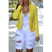 Stylish Mid Waist Broken Holes White Polyester Ski