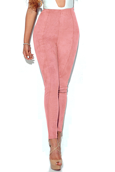 pink suede pants