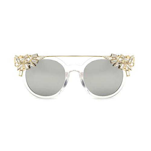 Euramerican Rhinestone Decorative Silver PC Sunglasses