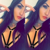 Fashion Hollow-out Black Fabric Body Chain