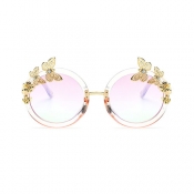 Stylish Round Frame Butterfly Decorative White PC 