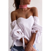 Pullovers Cotton Bateau Neck Long Sleeve Blouses&S