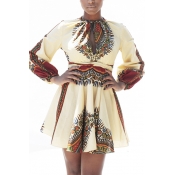 Ethnic Style Round Neck Long Sleeves Totem Printed