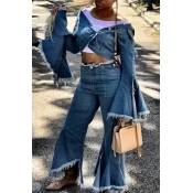 Fashion Flare Sleeve Two Peices Denim Pants
