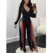 Polyester Patchwork Straight Jumpsuits