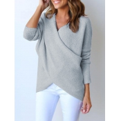 Lovely Euramerican V Neck Long Sleeves Asymmetrica
