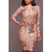 Sexy See-Through Gauze Patchwork Gold Sequined She