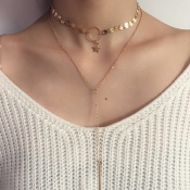 Fashion Tassel Design Gold Metal Necklace
